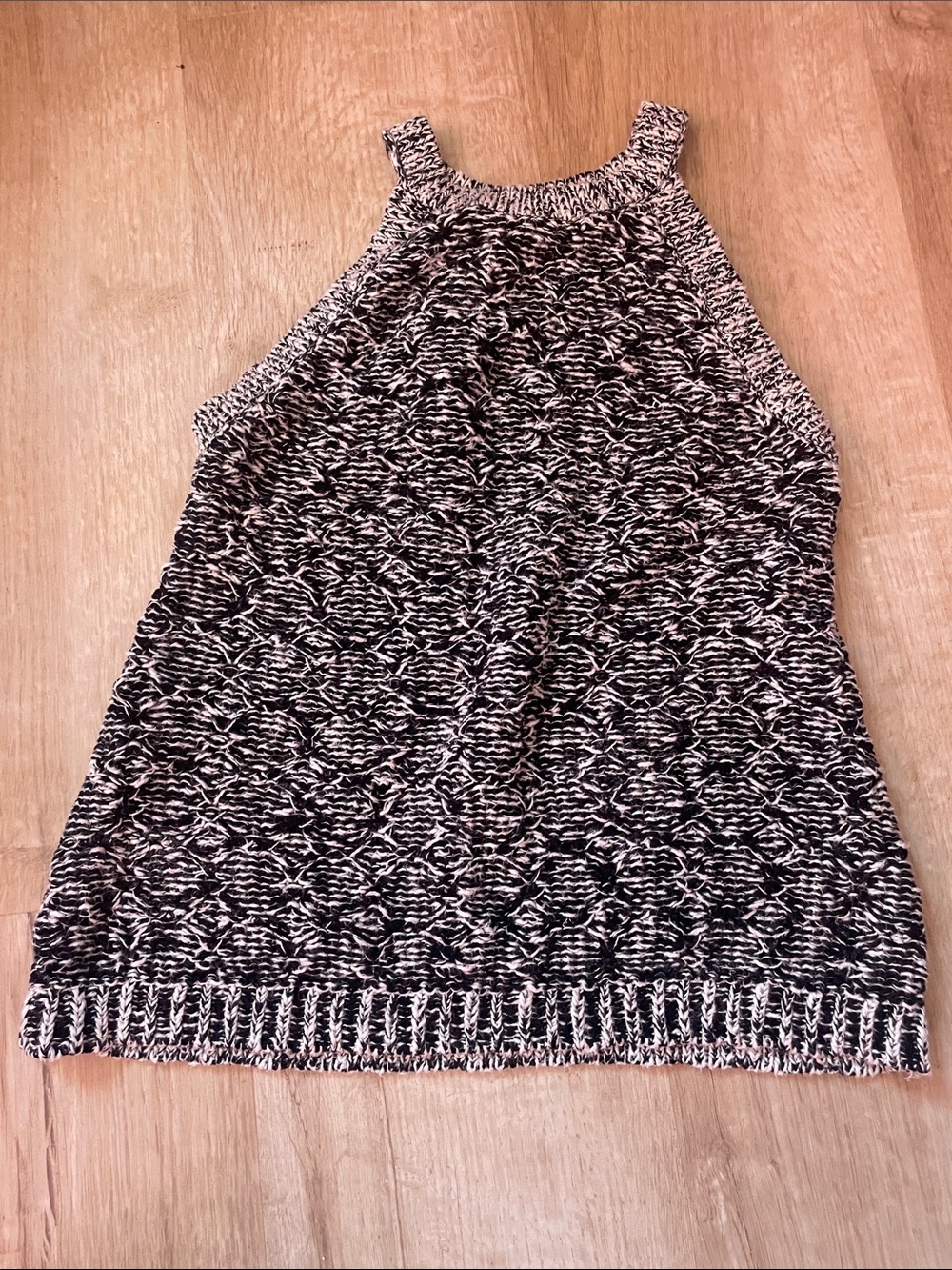 Moth Knit Halter Tank Top in Black and Cream